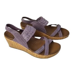 Skechers Brie Dawdle Luxe Foam Wedge Woman' Sandals Color Mauve Size 8 US